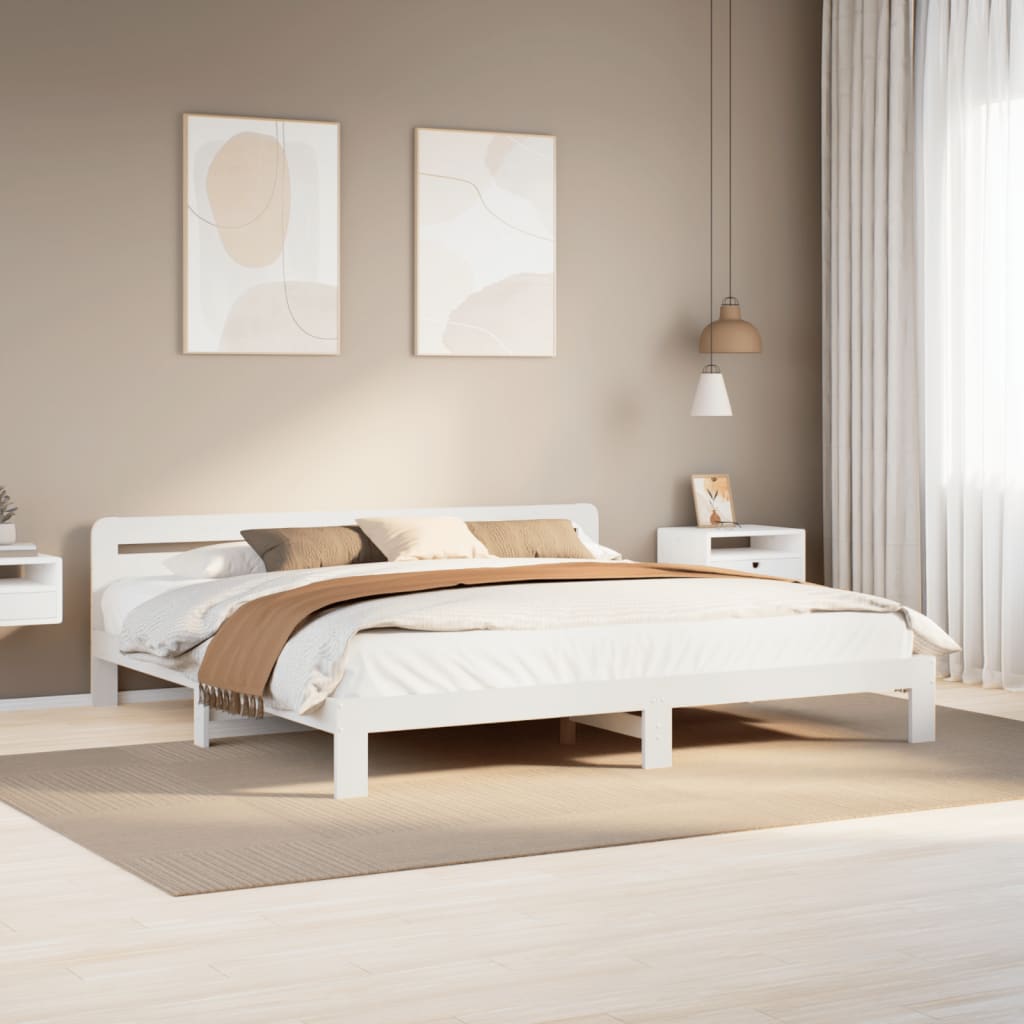Bedframe zonder matras massief grenenhout wit 200x200 cm is nu te koop bij PeponiXL, paradijselijk wonen!