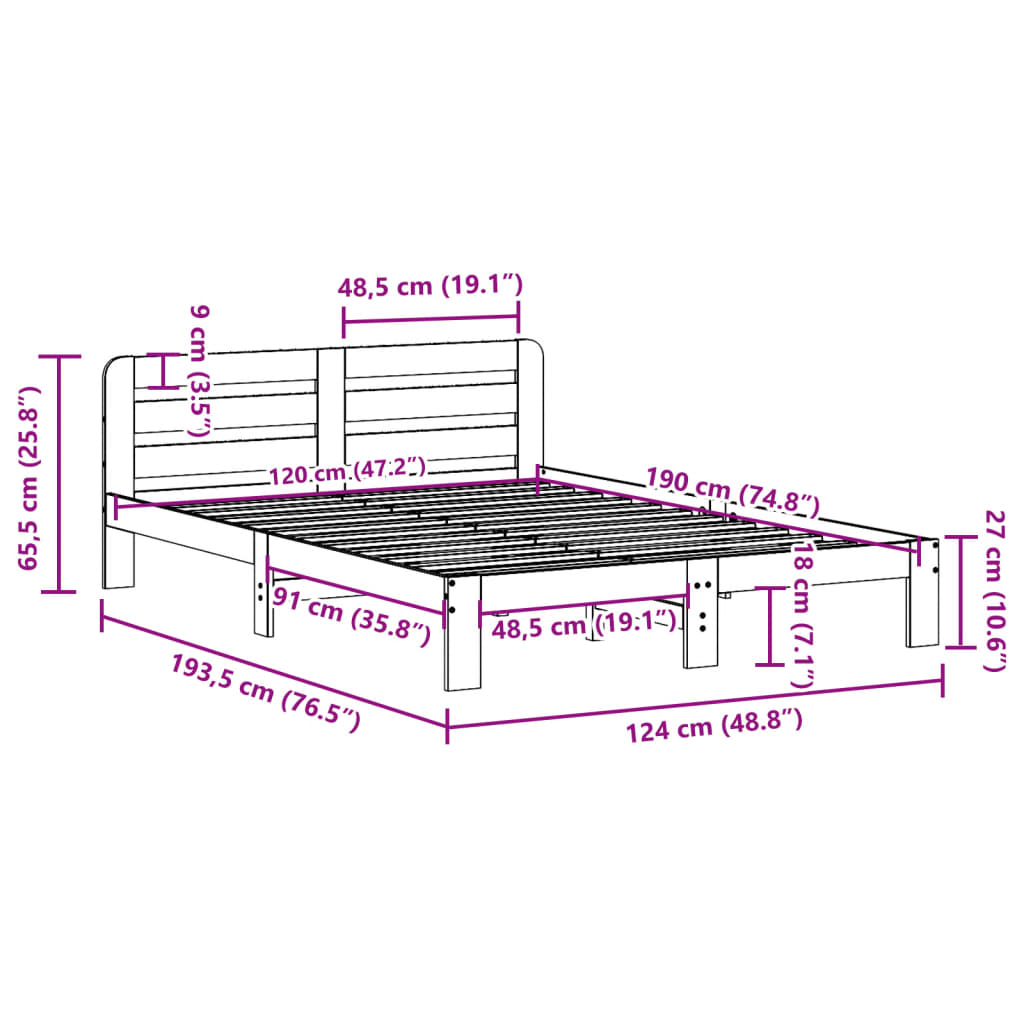 Bedframe zonder matras massief grenenhout wasbruin 120x190 cm is nu te koop bij PeponiXL, paradijselijk wonen!