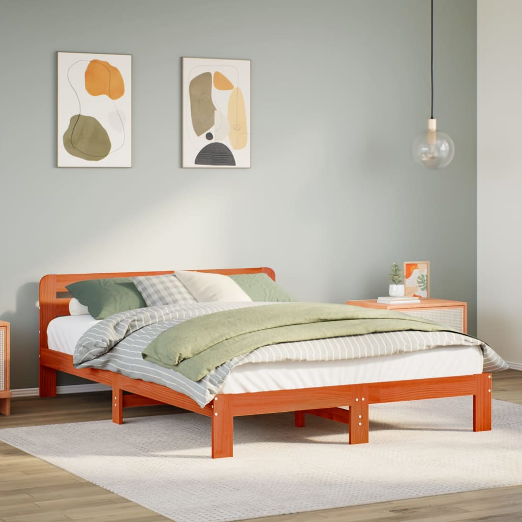 Bedframe zonder matras massief grenenhout wasbruin 120x190 cm is nu te koop bij PeponiXL, paradijselijk wonen!