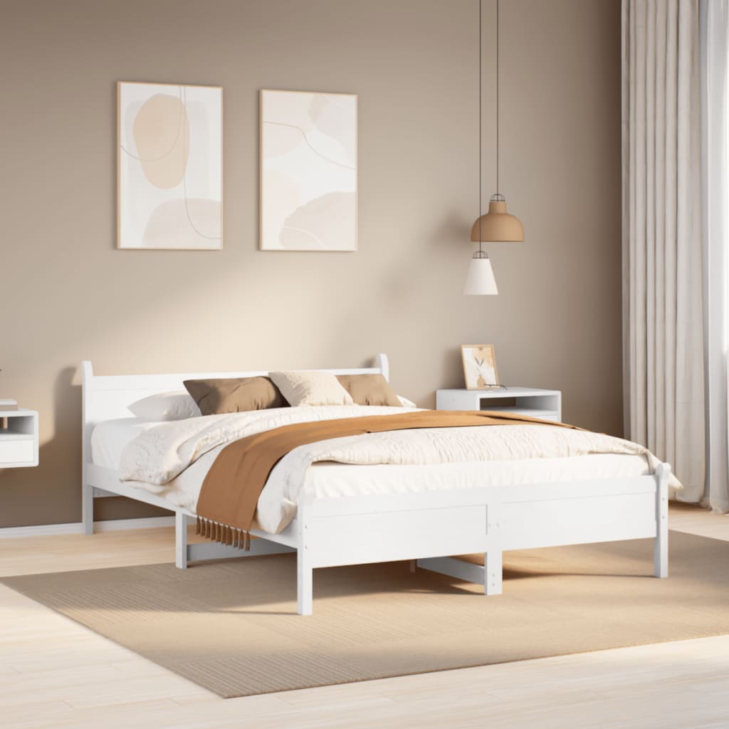 Bedframe zonder matras massief grenenhout wit 150x200 cm is nu te koop bij PeponiXL, paradijselijk wonen!