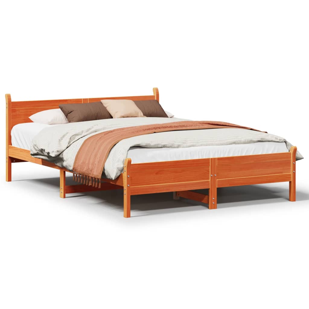 Bedframe zonder matras massief grenenhout wasbruin 150x200 cm is nu te koop bij PeponiXL, paradijselijk wonen!