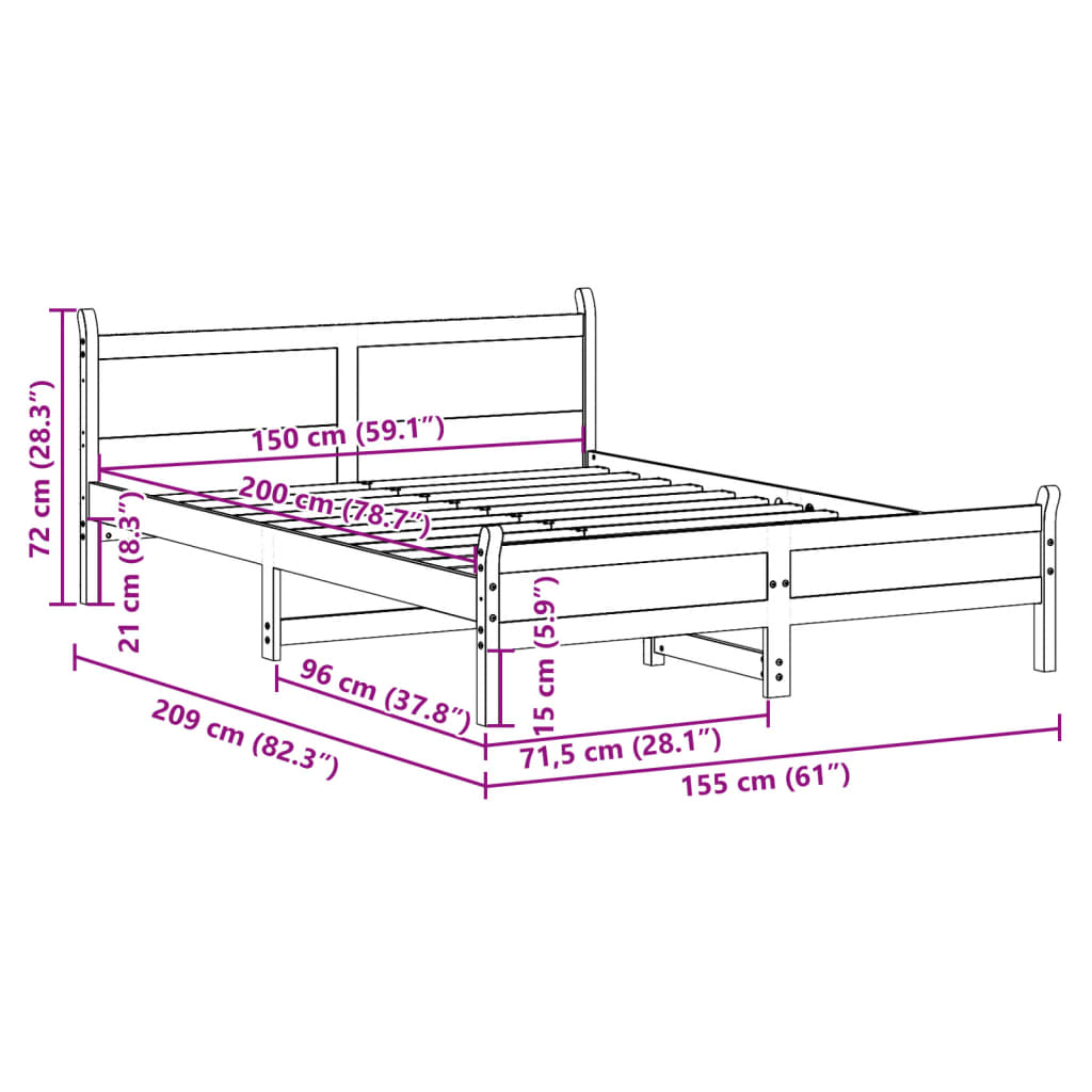Bedframe zonder matras massief grenenhout wasbruin 150x200 cm is nu te koop bij PeponiXL, paradijselijk wonen!