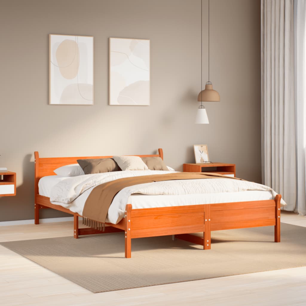 Bedframe zonder matras massief grenenhout wasbruin 150x200 cm is nu te koop bij PeponiXL, paradijselijk wonen!