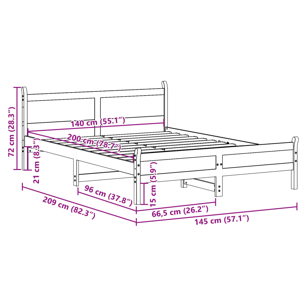 Bedframe zonder matras massief grenenhout wit 140x200 cm is nu te koop bij PeponiXL, paradijselijk wonen!