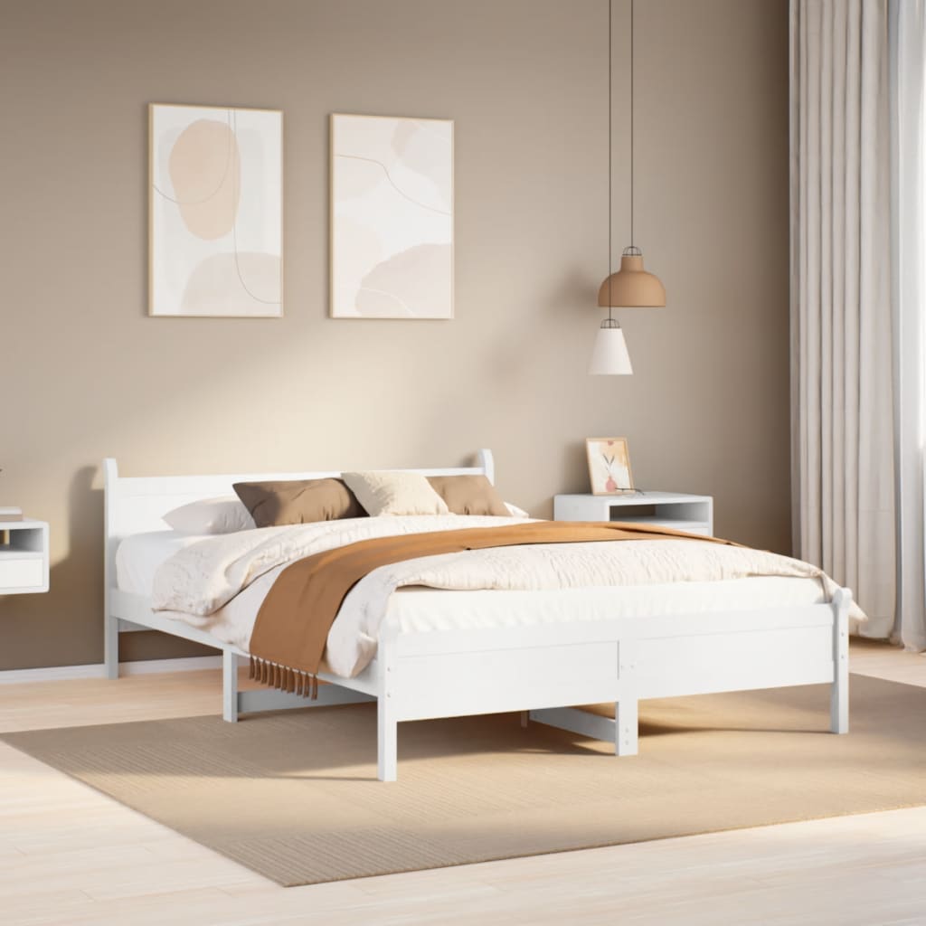 Bedframe zonder matras massief grenenhout wit 140x200 cm is nu te koop bij PeponiXL, paradijselijk wonen!
