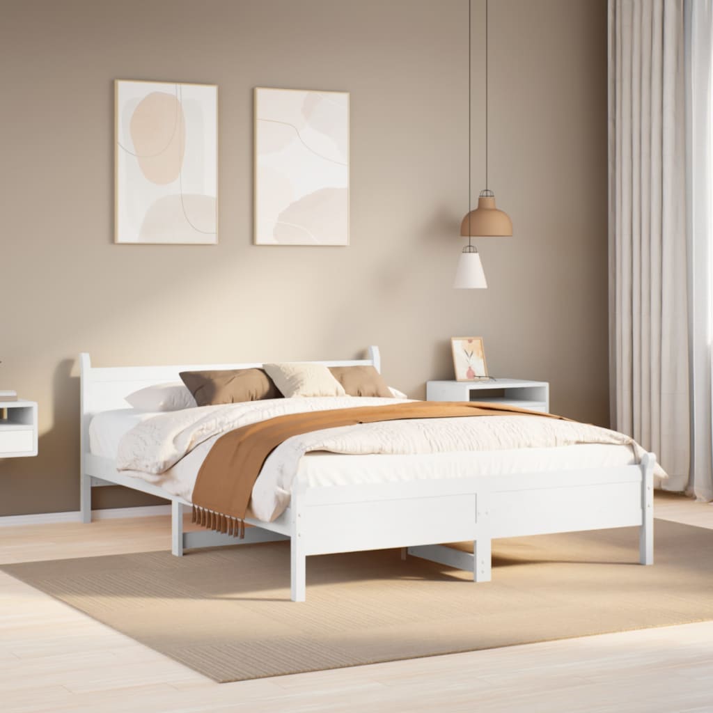 Bedframe zonder matras massief grenenhout wit 135x190 cm is nu te koop bij PeponiXL, paradijselijk wonen!