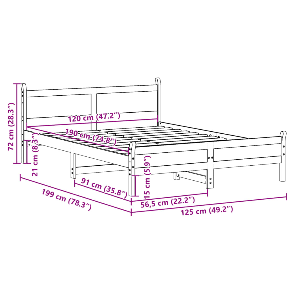 Bedframe zonder matras massief grenenhout 120x190 cm is nu te koop bij PeponiXL, paradijselijk wonen!