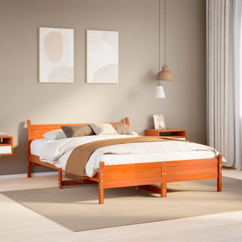 Bedframe zonder matras massief grenenhout wasbruin 120x190 cm is nu te koop bij PeponiXL, paradijselijk wonen!