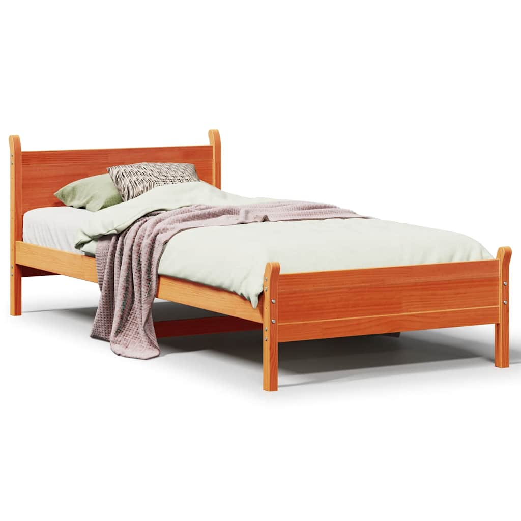 Bedframe zonder matras massief grenenhout wasbruin 75x190 cm is nu te koop bij PeponiXL, paradijselijk wonen!