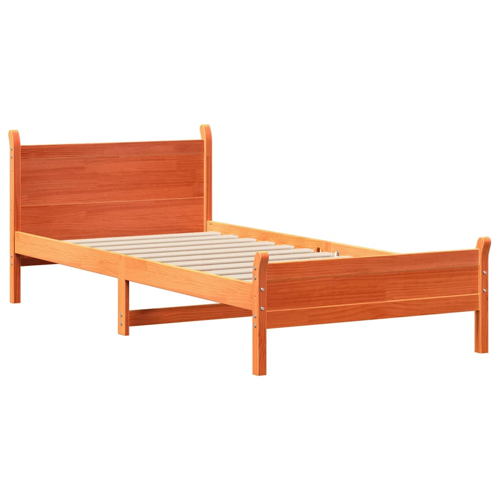 Bedframe zonder matras massief grenenhout wasbruin 75x190 cm is nu te koop bij PeponiXL, paradijselijk wonen!
