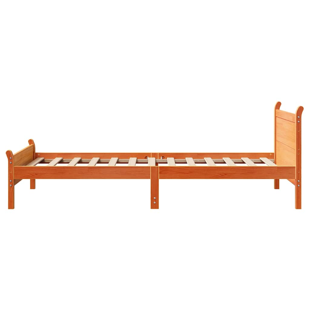 Bedframe zonder matras massief grenenhout wasbruin 75x190 cm is nu te koop bij PeponiXL, paradijselijk wonen!