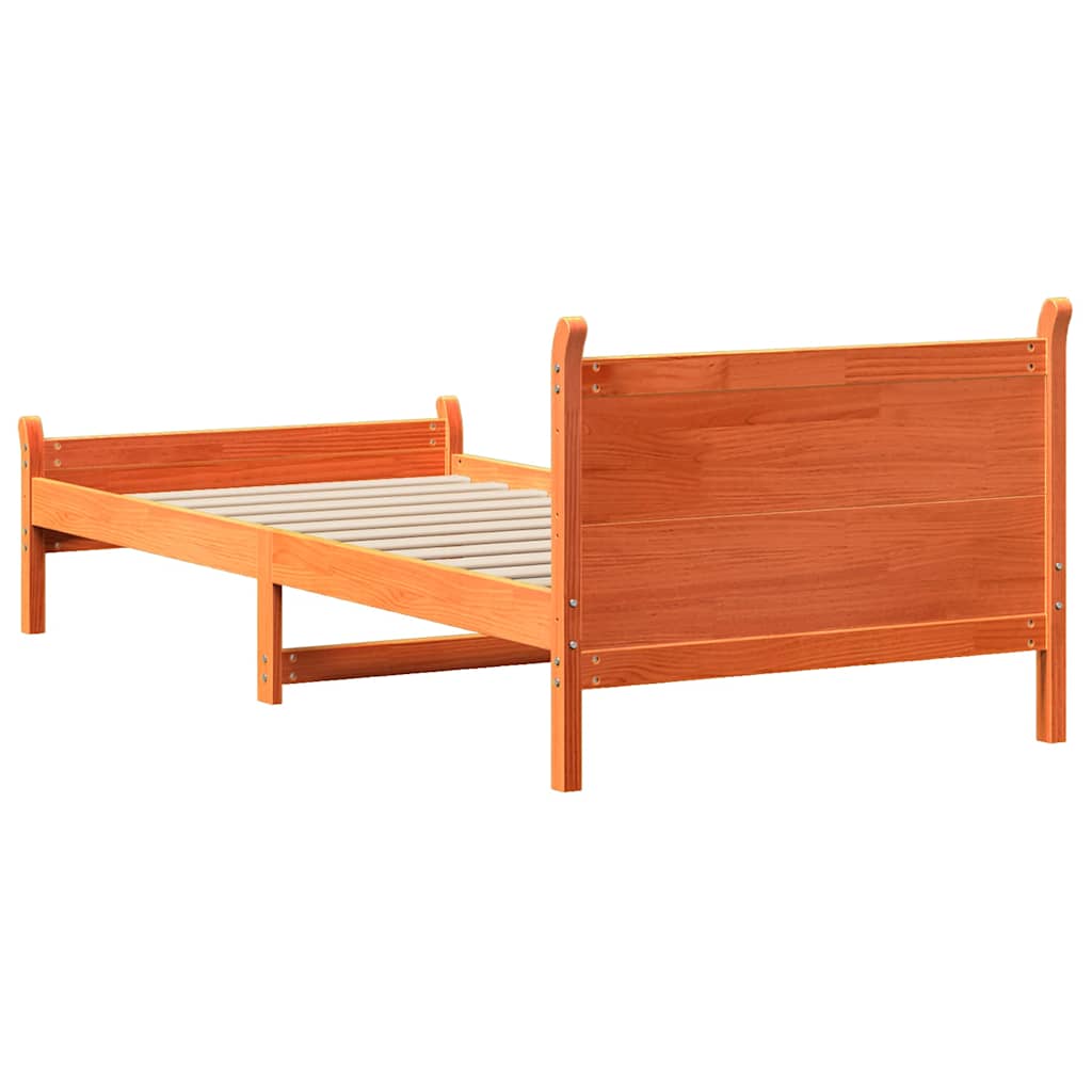 Bedframe zonder matras massief grenenhout wasbruin 75x190 cm is nu te koop bij PeponiXL, paradijselijk wonen!