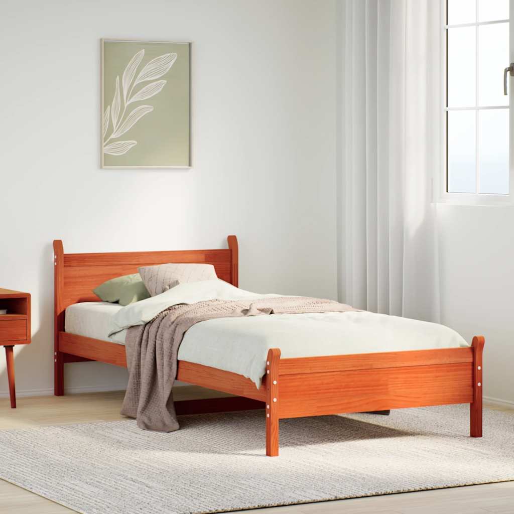 Bedframe zonder matras massief grenenhout wasbruin 75x190 cm is nu te koop bij PeponiXL, paradijselijk wonen!