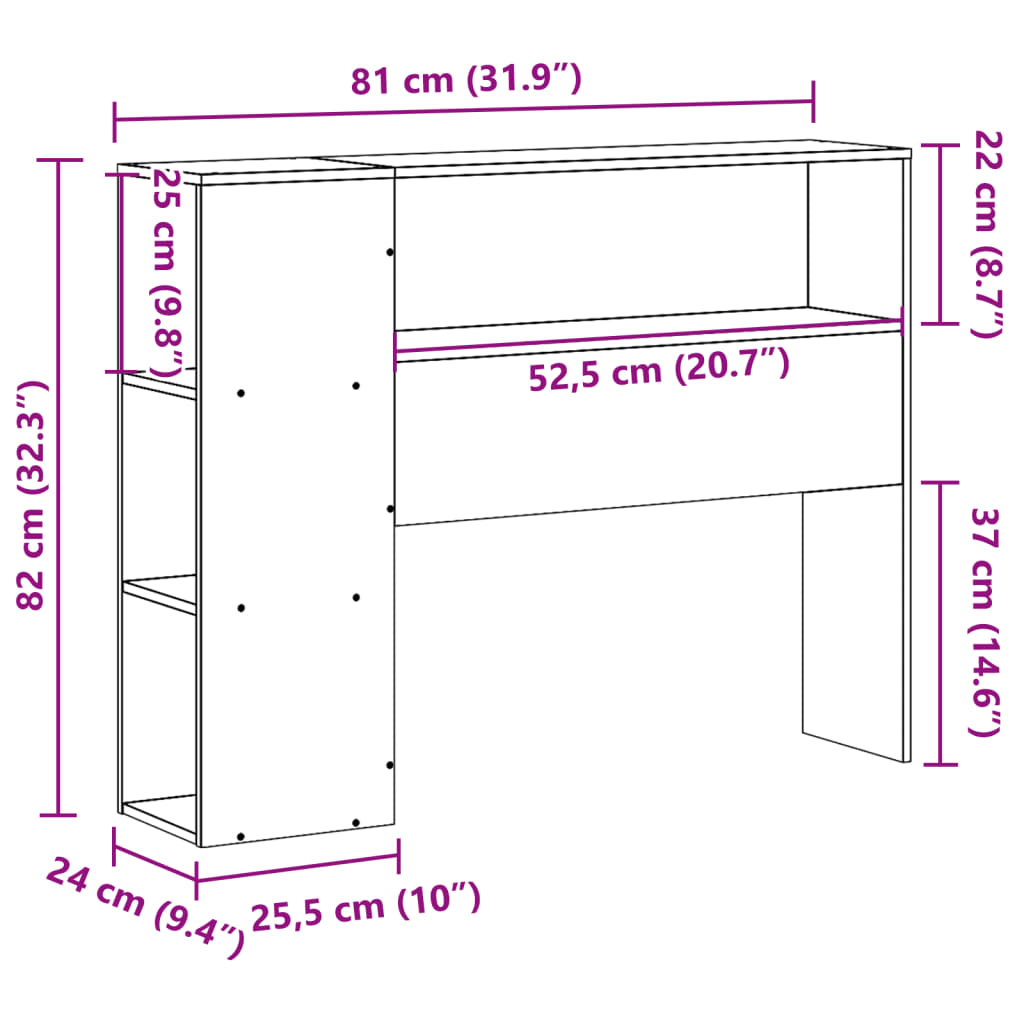 Hoofdbord met opbergruimte 75 cm massief grenenhout is nu te koop bij PeponiXL, paradijselijk wonen!