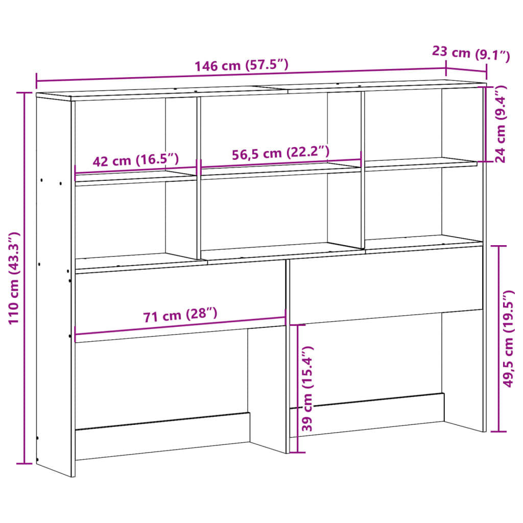 Hoofdbord met opbergruimte 140 cm massief grenenhout is nu te koop bij PeponiXL, paradijselijk wonen!