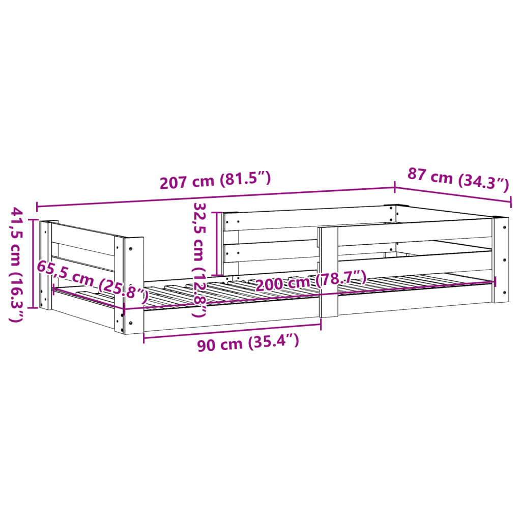 Bedframe zonder matras massief grenenhout 80x200 cm is nu te koop bij PeponiXL, paradijselijk wonen!