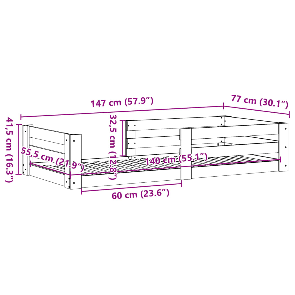 Bedframe zonder matras massief grenenhout 70x140 cm is nu te koop bij PeponiXL, paradijselijk wonen!