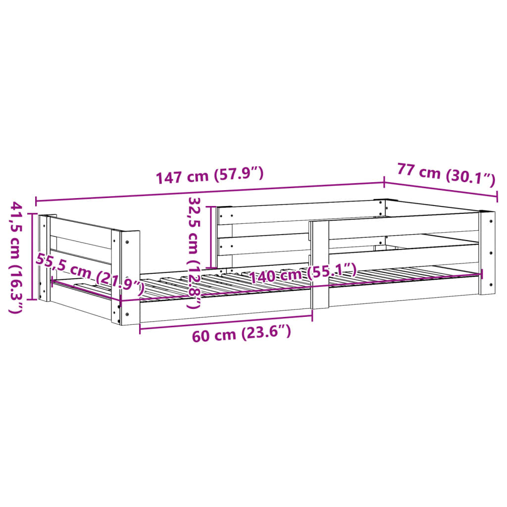 Bedframe zonder matras massief grenenhout wit 70x140 cm is nu te koop bij PeponiXL, paradijselijk wonen!