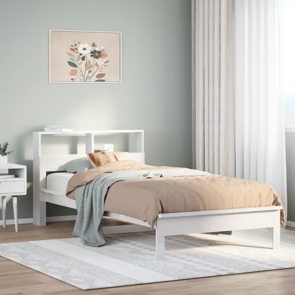 Bed met boekenkast zonder matras grenenhout wit 100x200 cm is nu te koop bij PeponiXL, paradijselijk wonen!