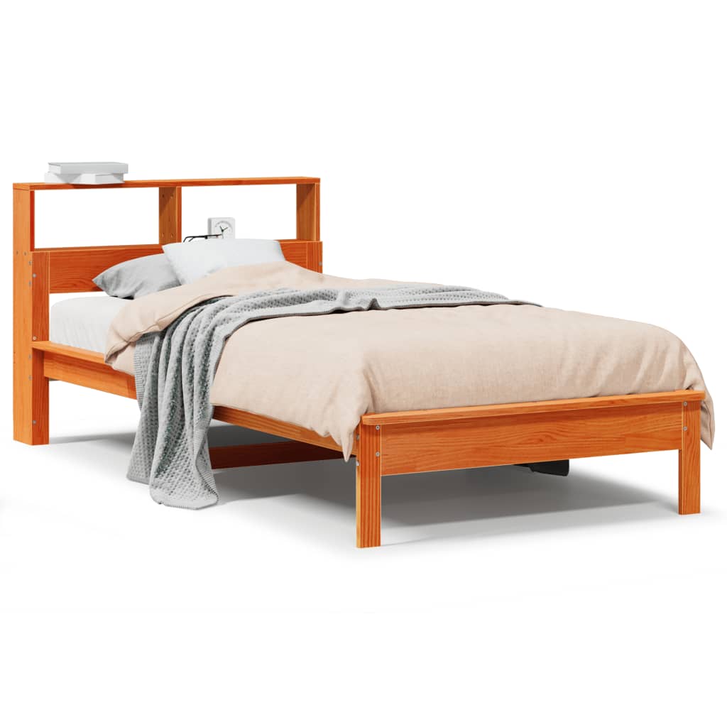 Bed met boekenkast zonder matras grenenhout wasbruin 100x200 cm is nu te koop bij PeponiXL, paradijselijk wonen!