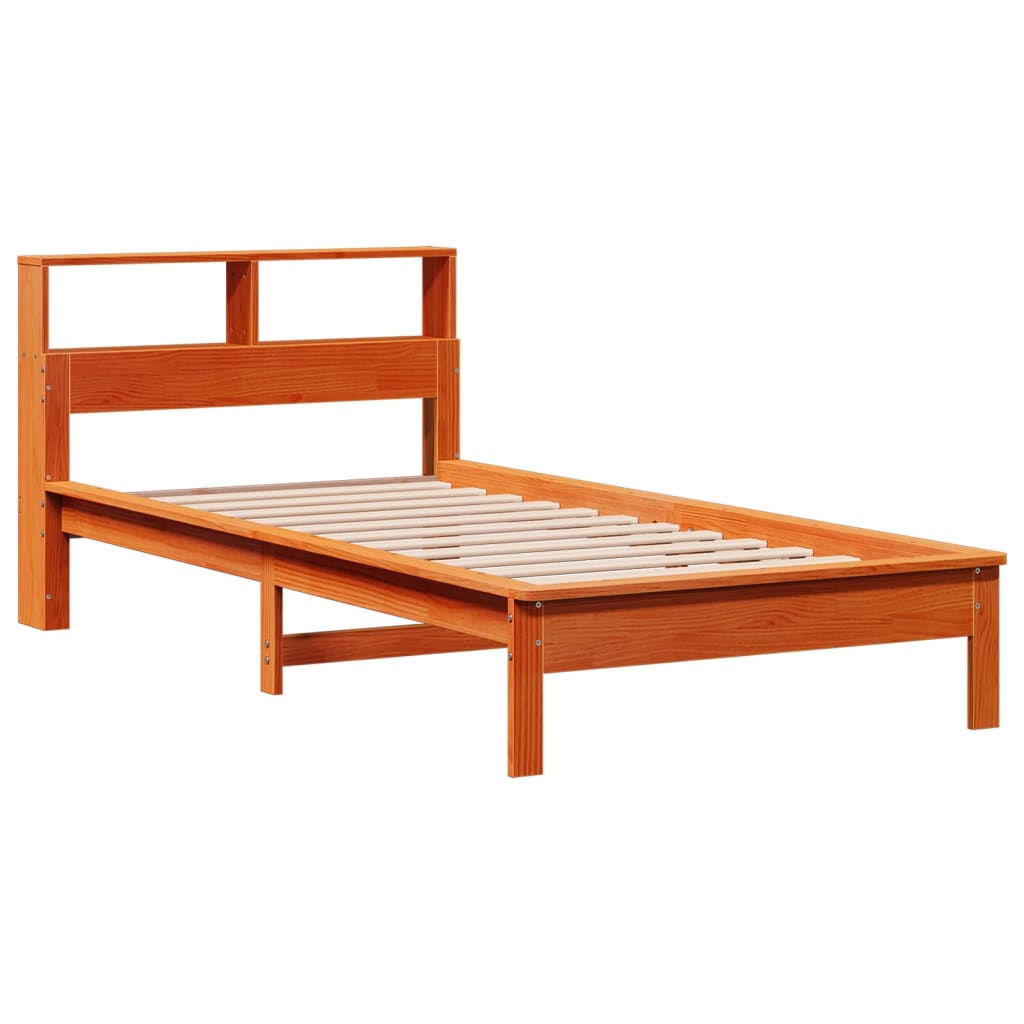 Bed met boekenkast zonder matras grenenhout wasbruin 100x200 cm is nu te koop bij PeponiXL, paradijselijk wonen!