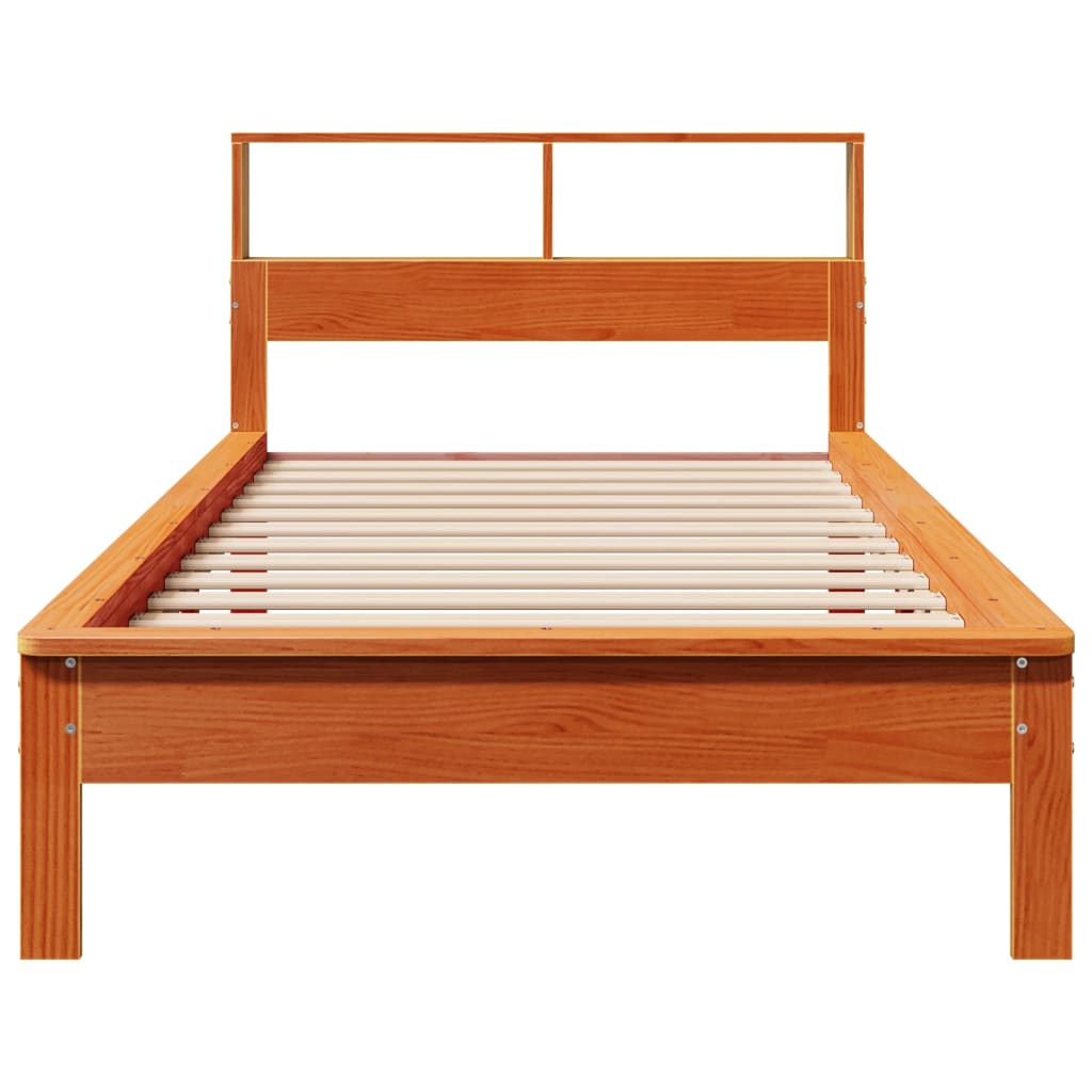 Bed met boekenkast zonder matras grenenhout wasbruin 100x200 cm is nu te koop bij PeponiXL, paradijselijk wonen!