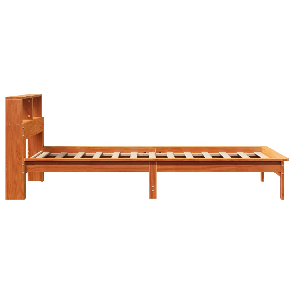 Bed met boekenkast zonder matras grenenhout wasbruin 100x200 cm is nu te koop bij PeponiXL, paradijselijk wonen!
