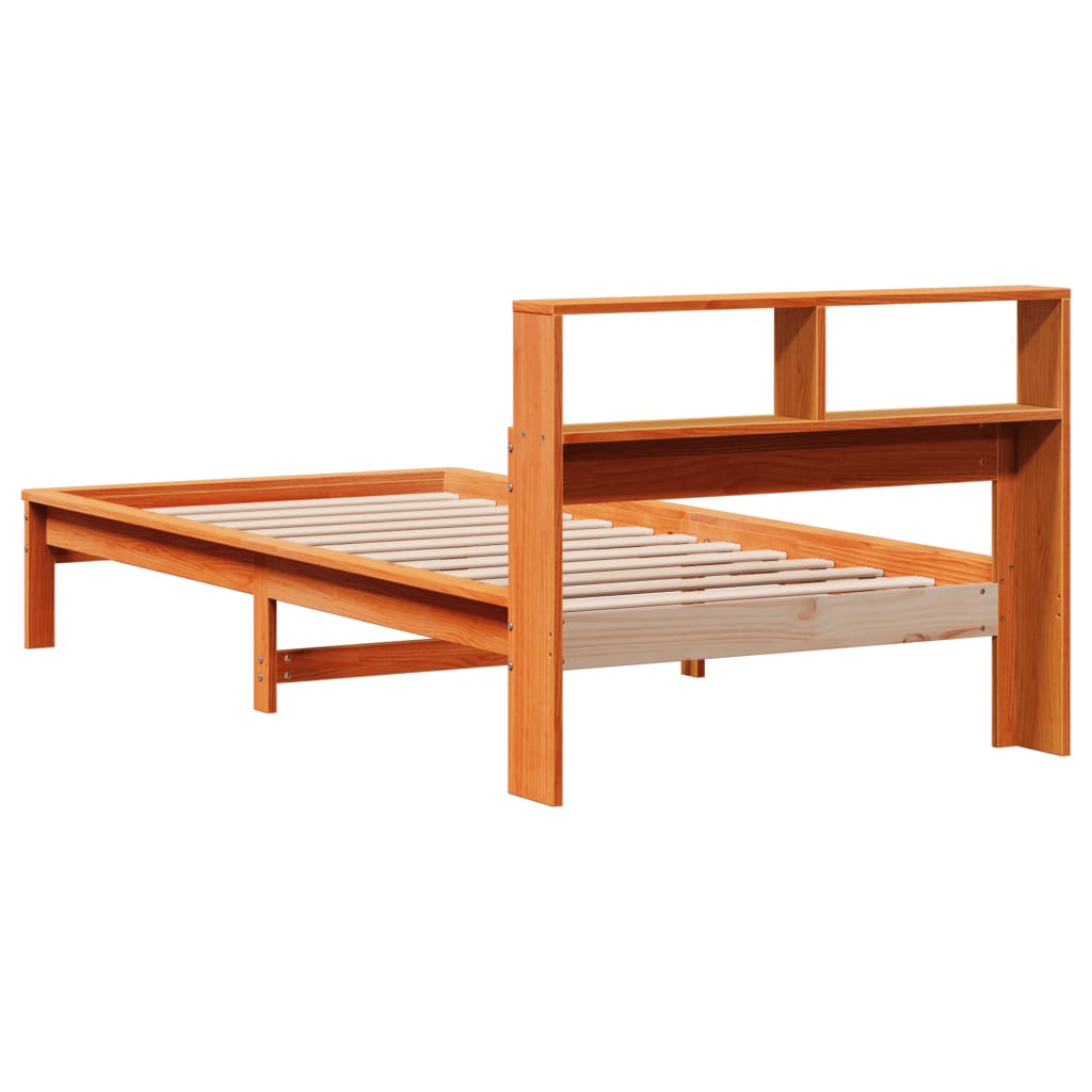 Bed met boekenkast zonder matras grenenhout wasbruin 100x200 cm is nu te koop bij PeponiXL, paradijselijk wonen!