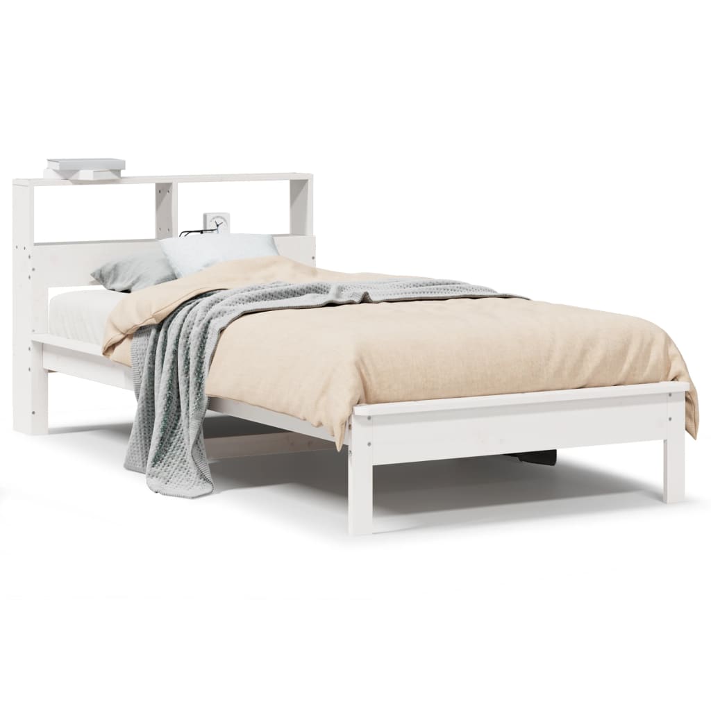 Bed met boekenkast zonder matras grenenhout wit 90x200 cm is nu te koop bij PeponiXL, paradijselijk wonen!