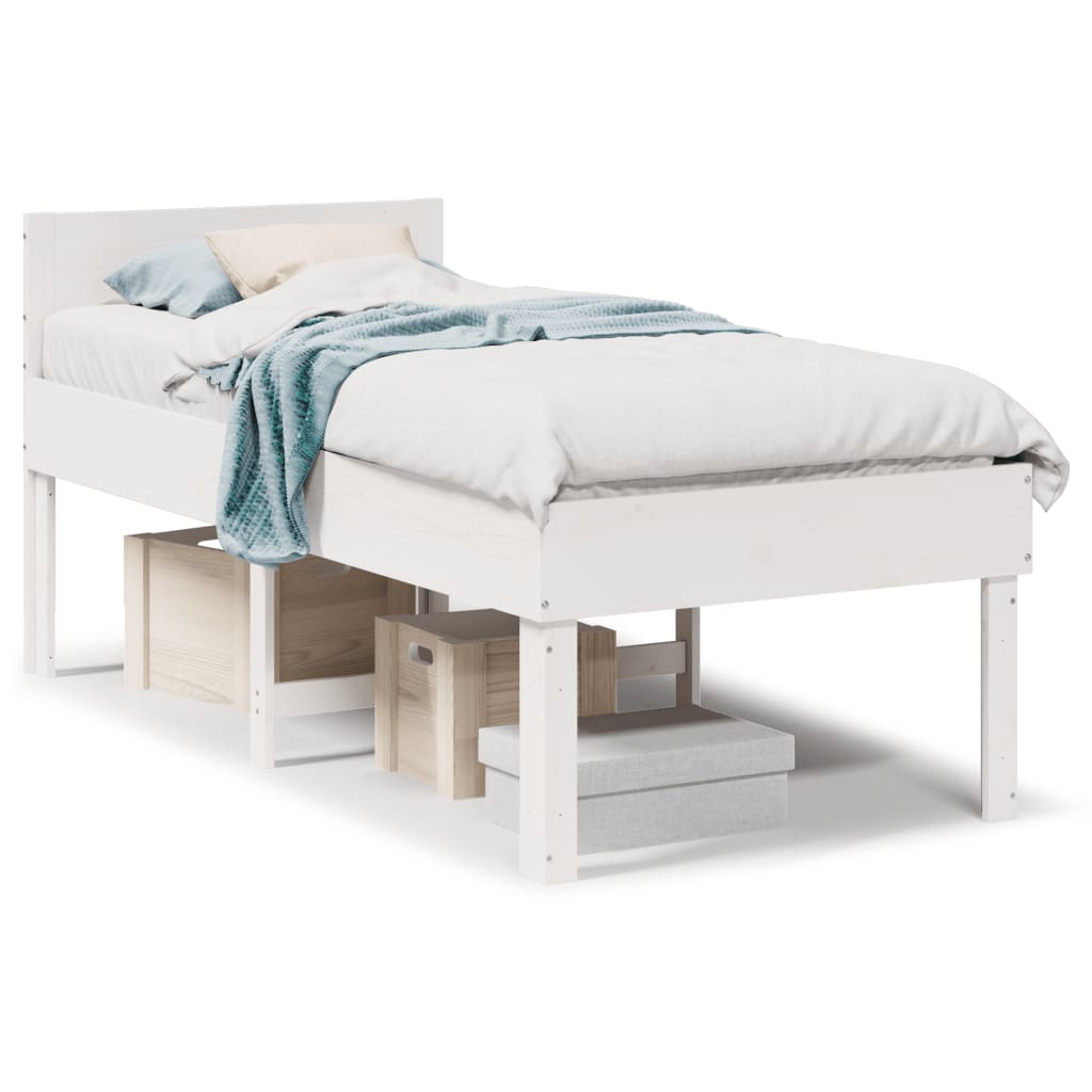 Bedframe zonder matras massief grenenhout wit 75x190 cm is nu te koop bij PeponiXL, paradijselijk wonen!