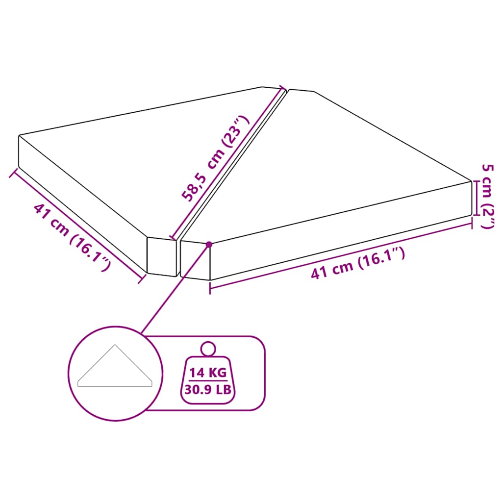 Parasolvoetplaten 2 st driehoekig 14 kg graniet zwart is nu te koop bij PeponiXL, paradijselijk wonen!