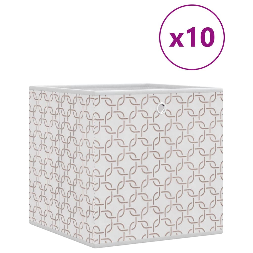 Opbergboxen 10 st inklapbaar 32x32x32 cm ongeweven stof crème is nu te koop bij PeponiXL, paradijselijk wonen!