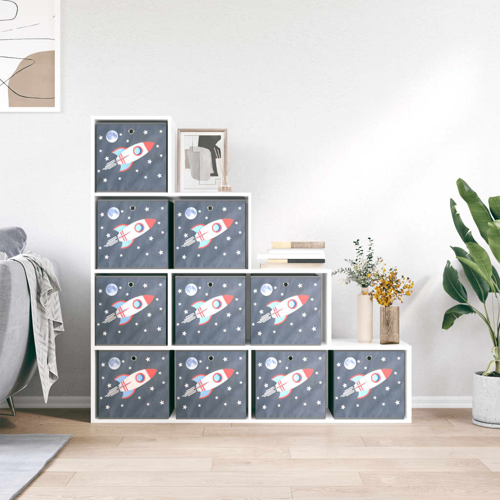 Opbergboxen 10 st inklapbaar 32x32x32 cm ongeweven stof grijs is nu te koop bij PeponiXL, paradijselijk wonen!