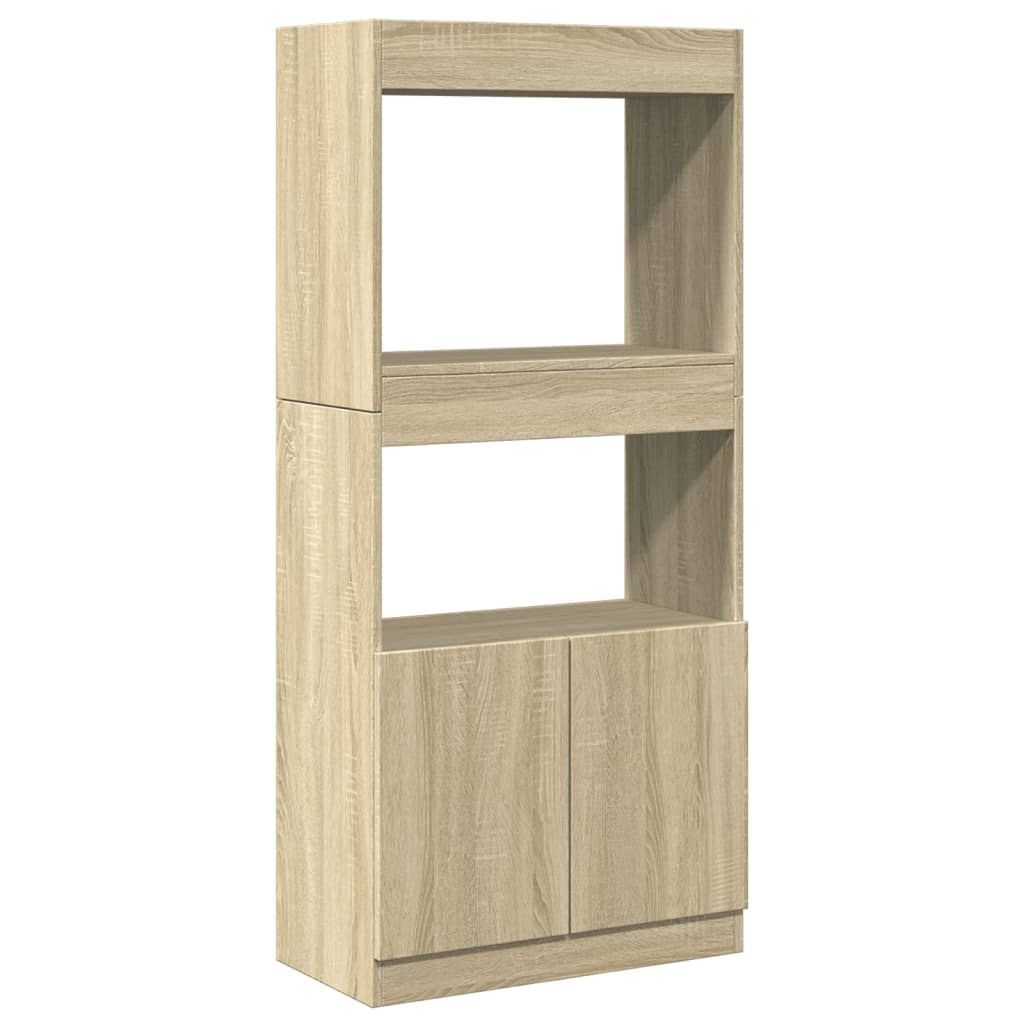 Hoge kast 63x33x140 cm bewerkt hout sonoma eikenkleurig is nu te koop bij PeponiXL, paradijselijk wonen!