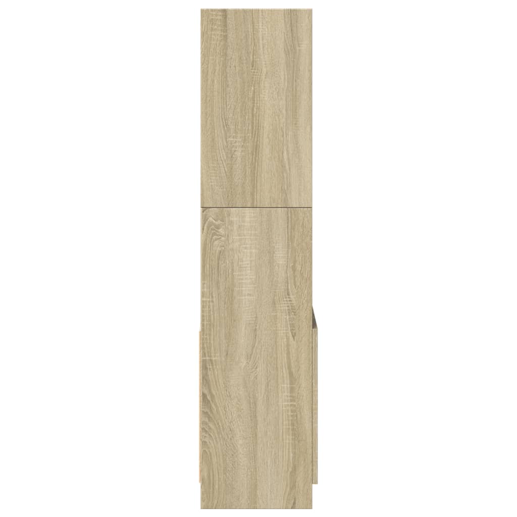 Hoge kast 63x33x140 cm bewerkt hout sonoma eikenkleurig is nu te koop bij PeponiXL, paradijselijk wonen!