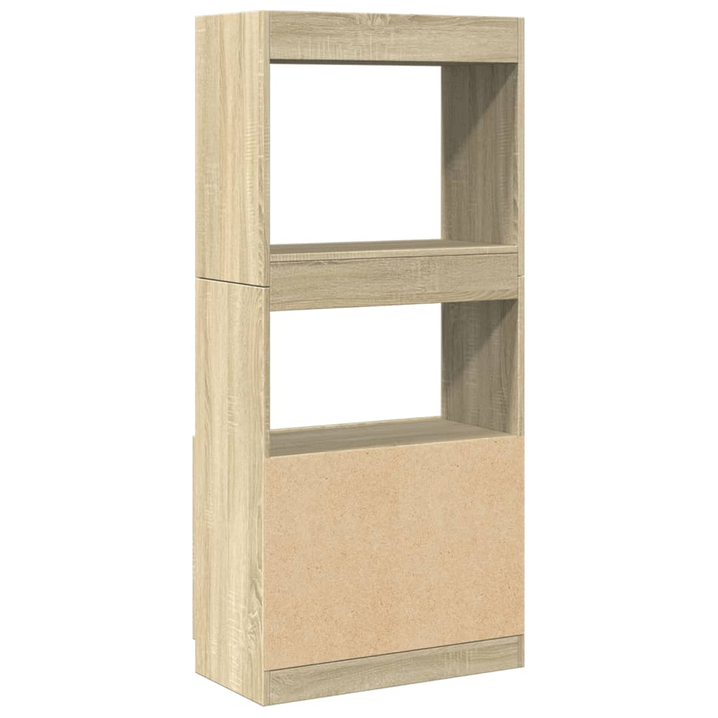 Hoge kast 63x33x140 cm bewerkt hout sonoma eikenkleurig is nu te koop bij PeponiXL, paradijselijk wonen!
