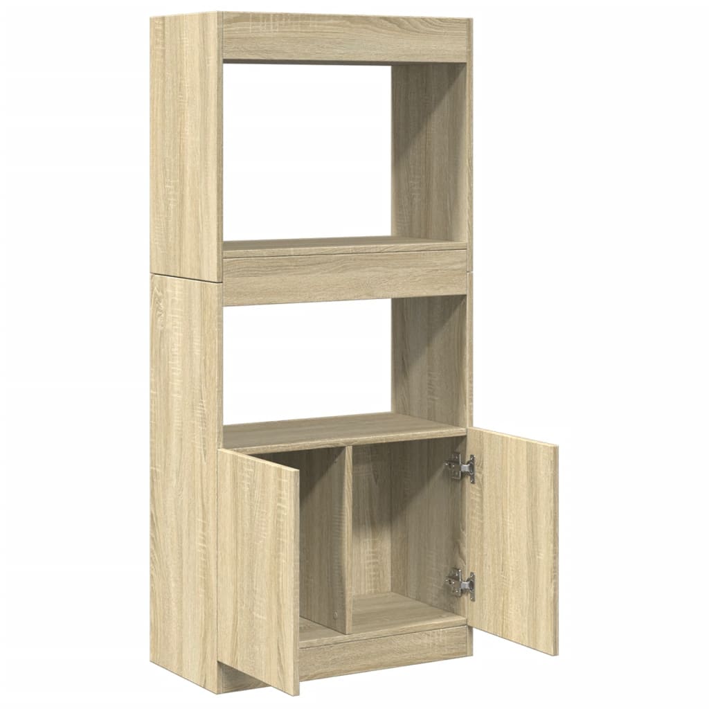 Hoge kast 63x33x140 cm bewerkt hout sonoma eikenkleurig is nu te koop bij PeponiXL, paradijselijk wonen!
