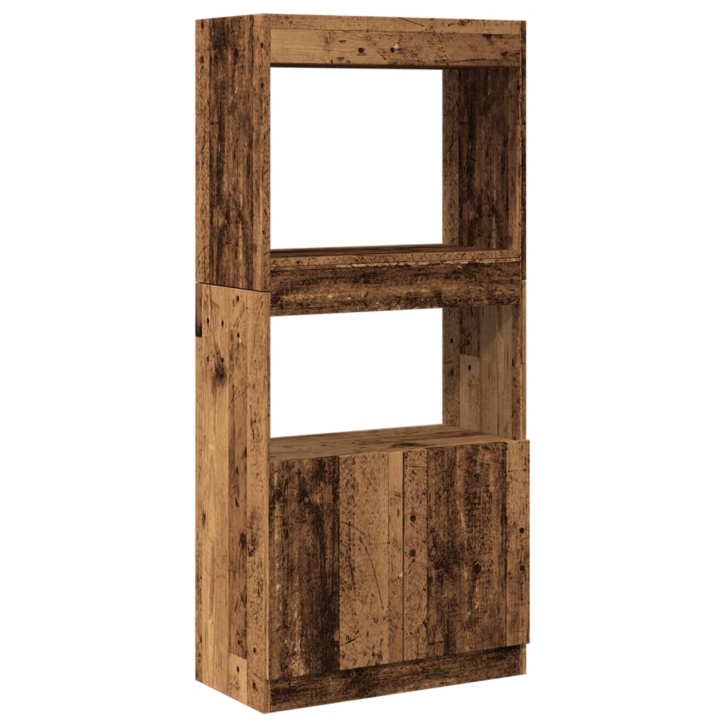 Hoge kast 63x33x140 cm bewerkt hout oud houtkleurig is nu te koop bij PeponiXL, paradijselijk wonen!