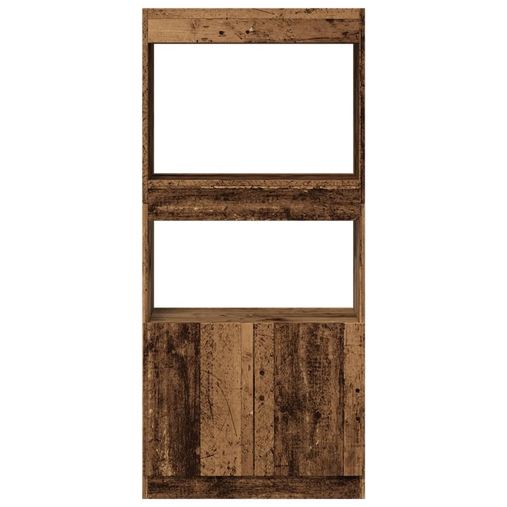 Hoge kast 63x33x140 cm bewerkt hout oud houtkleurig is nu te koop bij PeponiXL, paradijselijk wonen!