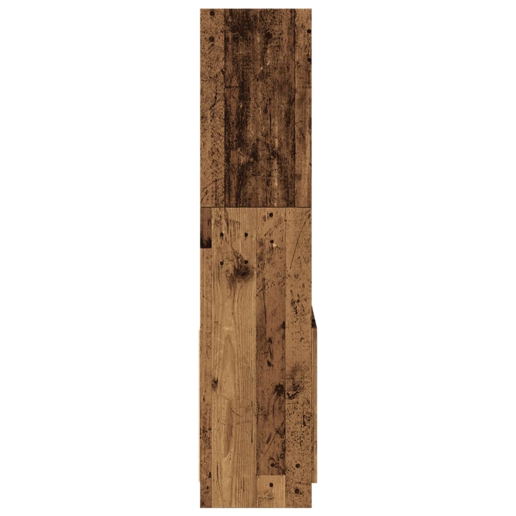 Hoge kast 63x33x140 cm bewerkt hout oud houtkleurig is nu te koop bij PeponiXL, paradijselijk wonen!