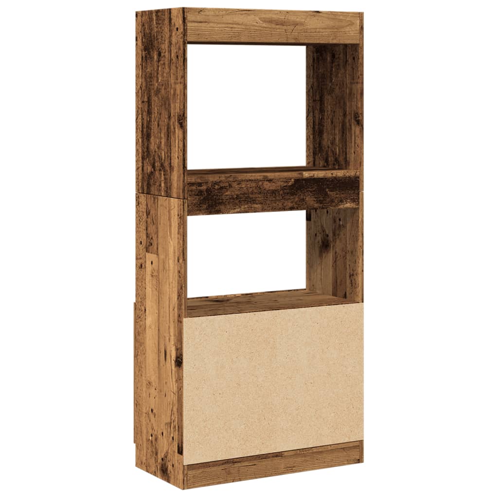 Hoge kast 63x33x140 cm bewerkt hout oud houtkleurig is nu te koop bij PeponiXL, paradijselijk wonen!