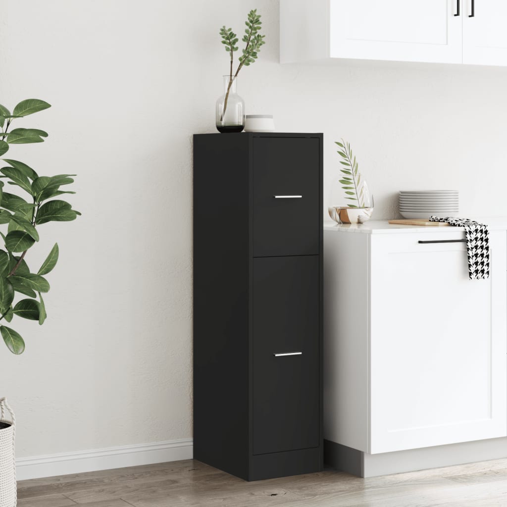 Apothekerskast 30x41x118 cm bewerkt hout zwart is nu te koop bij PeponiXL, paradijselijk wonen!