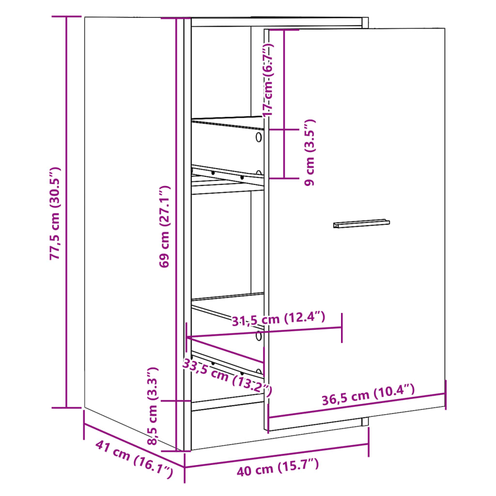 Apothekerskast 40x41x77,5 cm bewerkt hout grijs sonoma eiken is nu te koop bij PeponiXL, paradijselijk wonen!