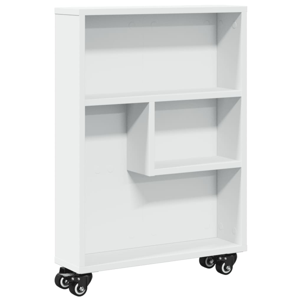 Opbergtrolley smal 48x13x68 cm bewerkt hout wit is nu te koop bij PeponiXL, paradijselijk wonen!