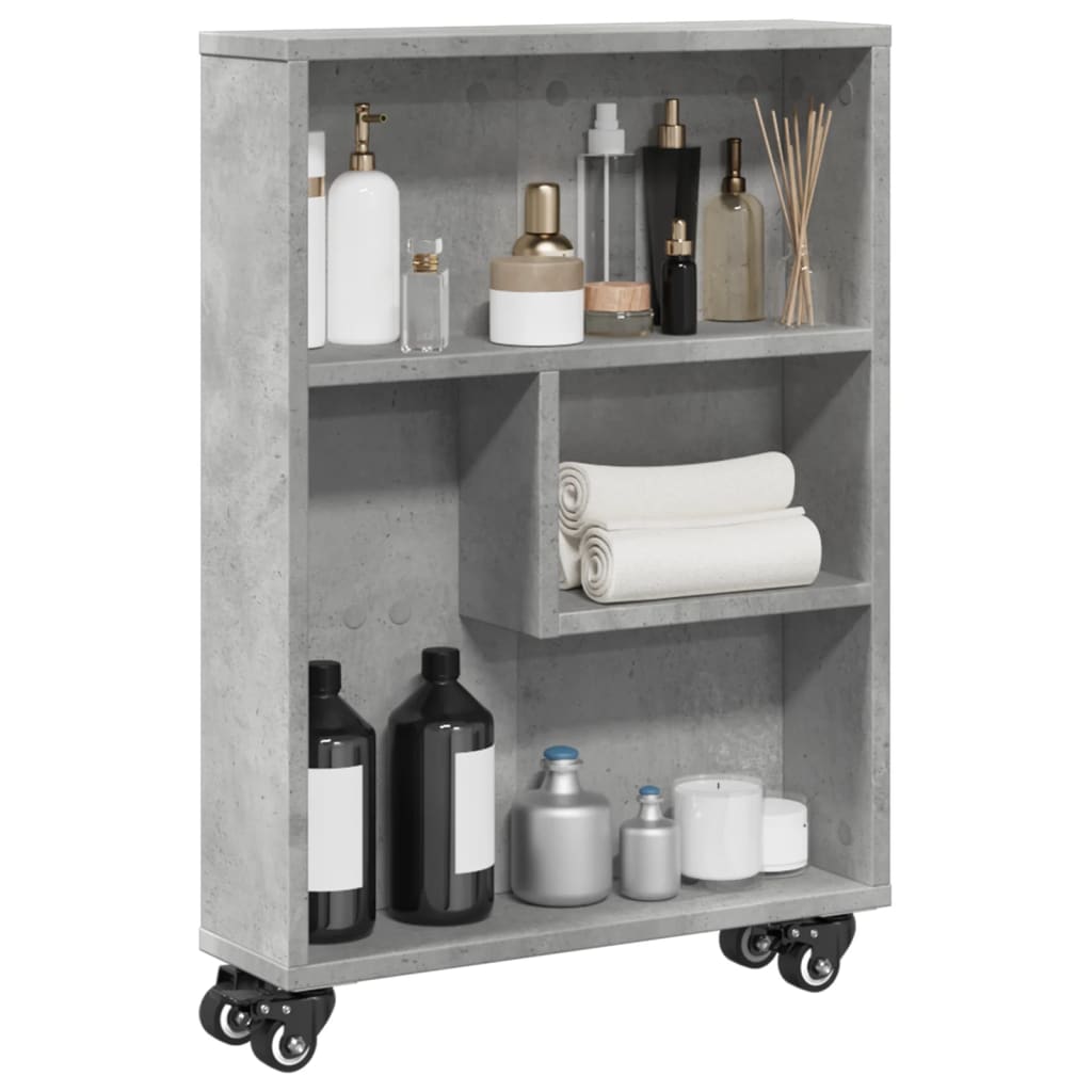 Opbergtrolley smal 48x13x68 cm bewerkt hout betongrijs is nu te koop bij PeponiXL, paradijselijk wonen!