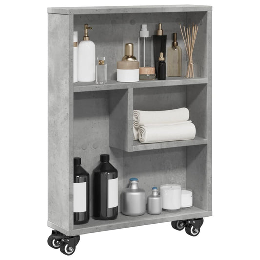 Opbergtrolley smal 48x13x68 cm bewerkt hout betongrijs is nu te koop bij PeponiXL, paradijselijk wonen!