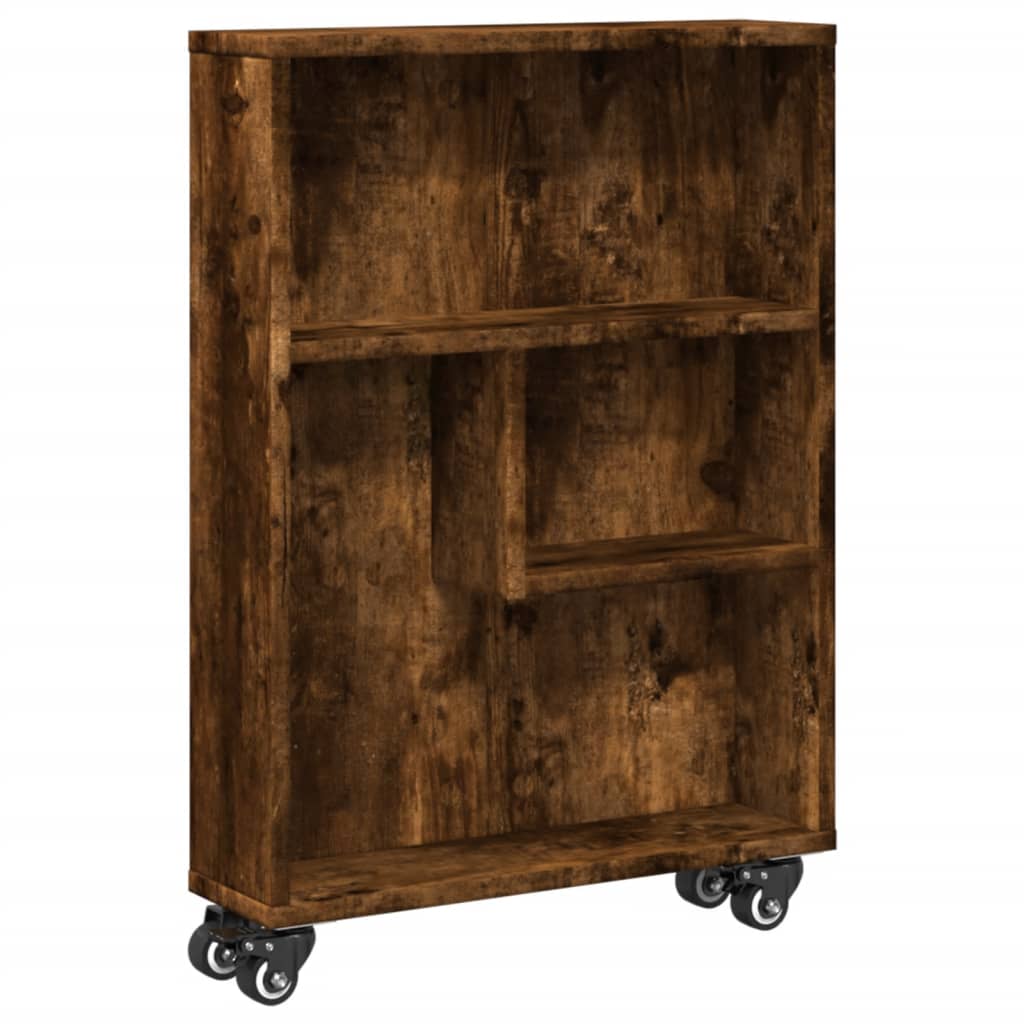 Opbergtrolley smal 48x13x68 cm bewerkt hout gerookt eikenkleur is nu te koop bij PeponiXL, paradijselijk wonen!