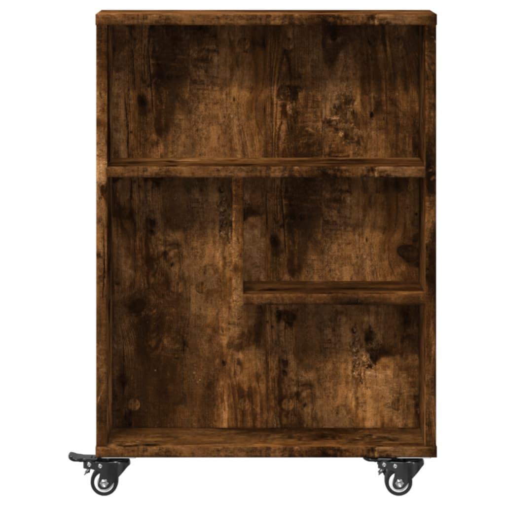 Opbergtrolley smal 48x13x68 cm bewerkt hout gerookt eikenkleur is nu te koop bij PeponiXL, paradijselijk wonen!