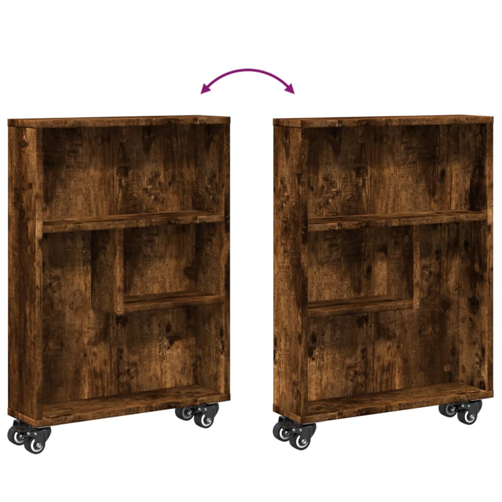Opbergtrolley smal 48x13x68 cm bewerkt hout gerookt eikenkleur is nu te koop bij PeponiXL, paradijselijk wonen!