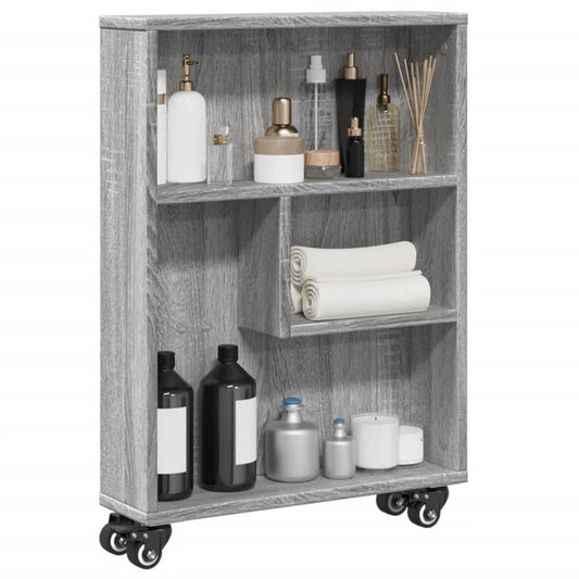 Opbergtrolley smal 48x13x68 cm bewerkt hout grijs sonoma eiken is nu te koop bij PeponiXL, paradijselijk wonen!